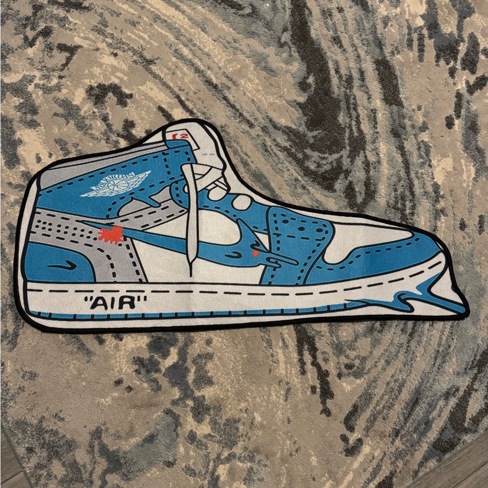 Nike Air Jordan Blue and White Sneaker Rug